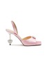 Main View - Click To Enlarge - MACH & MACH - 95 Crystal Embellished Heart Square Toe Satin Slingback Heeled Sandals