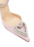 Detail View - Click To Enlarge - MACH & MACH - 100 Crystal Embellished Heart Motif Ankle Strap Satin Pumps