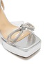 Detail View - Click To Enlarge - MACH & MACH - 140 Crystal Embellished Double Bow Square Toe PVC Platform Heeled Sandals