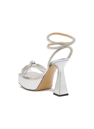  - MACH & MACH - 140 Crystal Embellished Double Bow Square Toe PVC Platform Heeled Sandals