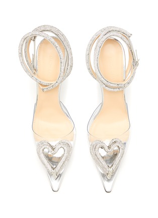 Detail View - Click To Enlarge - MACH & MACH - 100 Crystal Embellished Heart Motif Ankle Strap PVC Pumps