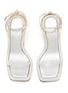 MACH & MACH - 95 Crystal Embellished Mini Bow Motif Ankle Strap Leather Heeled Sandals