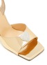 MACH & MACH - 95 Crystal Embellished Heart Square Toe Leather Slingback Heeled Sandals