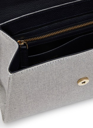 Detail View - Click To Enlarge - MARIA OLIVER - ‘Michelle’ Himalaya Crocodile Leather Linen Top Handle Bag