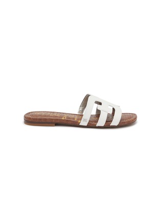 Main View - Click To Enlarge - SAM EDELMAN - ‘Bay’ Logo Cut Out Leather Kids Slides