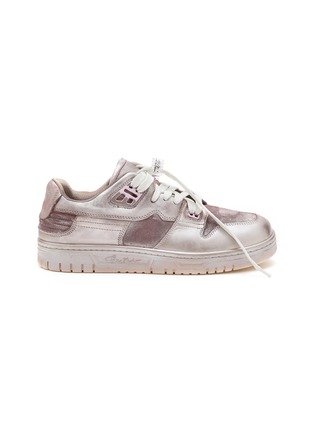 Main View - Click To Enlarge - ACNE STUDIOS - Face Logo Toggle Metallic Leather Low Top Lace Up Sneakers