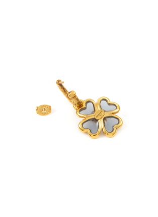 Detail View - Click To Enlarge - GOOSSENS - ‘Talisman’ 24K Gold Plated Brass Enamel Four Leaf Clover Earrings