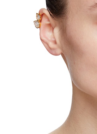 Figure View - Click To Enlarge - GOOSSENS - ‘Cachemire’ 24K Gold Plated Brass Rock Crystal Ear Cuff