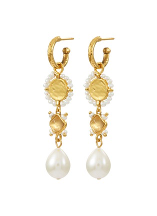 Main View - Click To Enlarge - GOOSSENS - 24K Gold Plated Brass Pearl Drop Earrings