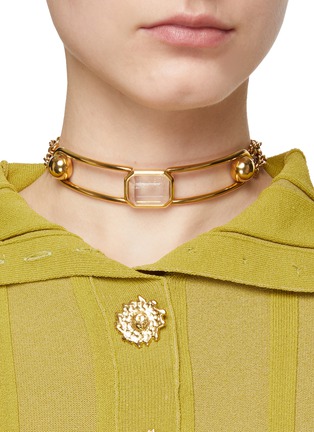Figure View - Click To Enlarge - GOOSSENS - ‘Cachemire’ 24K Gold Plated Brass Rock Crystal Choker