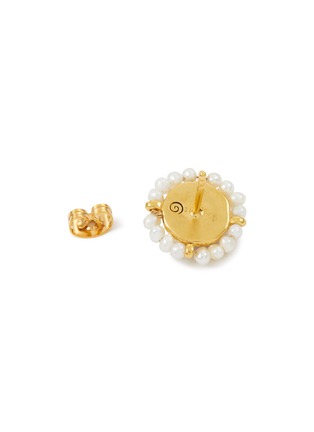 Detail View - Click To Enlarge - GOOSSENS - ‘Venise’ 24K Gold Plated Brass Pearl Quartz Round Earrings