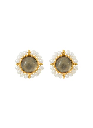 Main View - Click To Enlarge - GOOSSENS - ‘Venise’ 24K Gold Plated Brass Pearl Quartz Round Earrings