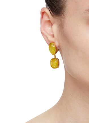 Figure View - Click To Enlarge - GOOSSENS - ‘Cabochons’ 24K Gold Plated Brass Cabochon Clip On Earrings