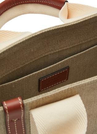 Detail View - Click To Enlarge - CHLOÉ - SMALL ‘WOODY’ ECO LINEN CANVAS TOTE BAG