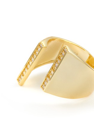 Detail View - Click To Enlarge - CZ BY KENNETH JAY LANE - Gold Toned Metal Cubic Zirconia Thick Band Open Ring