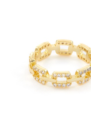 Detail View - Click To Enlarge - CZ BY KENNETH JAY LANE - Gold Toned Metal Cubic Zirconia Chain Ring