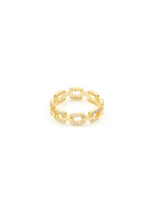 Main View - Click To Enlarge - CZ BY KENNETH JAY LANE - Gold Toned Metal Cubic Zirconia Chain Ring