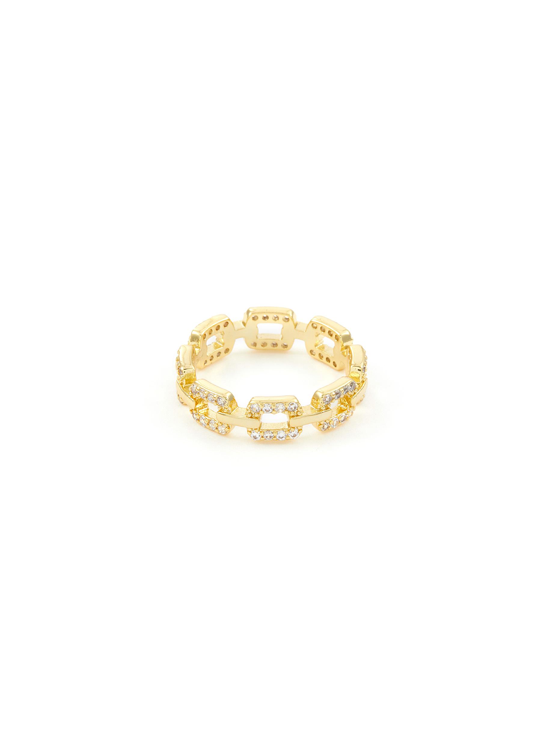CZ BY KENNETH JAY LANE Gold Toned Metal Cubic Zirconia Chain Ring