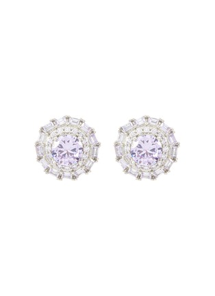 Main View - Click To Enlarge - CZ BY KENNETH JAY LANE - BAGUETTE CUT ROUND DECO STUD EARRINGS