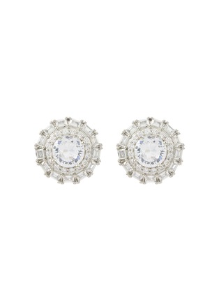 Main View - Click To Enlarge - CZ BY KENNETH JAY LANE - BAGUETTE CUT ROUND DECO STUD EARRINGS