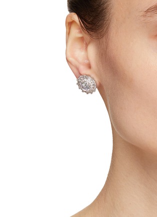 Figure View - Click To Enlarge - CZ BY KENNETH JAY LANE - BAGUETTE CUT ROUND DECO STUD EARRINGS