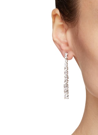 Figure View - Click To Enlarge - CZ BY KENNETH JAY LANE - SILVER-TONED CRYSTAL GRADATION DROP EARRINGS