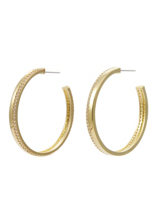 Main View - Click To Enlarge - CZ BY KENNETH JAY LANE - MEDIUM LINED HOOP EARRINGS