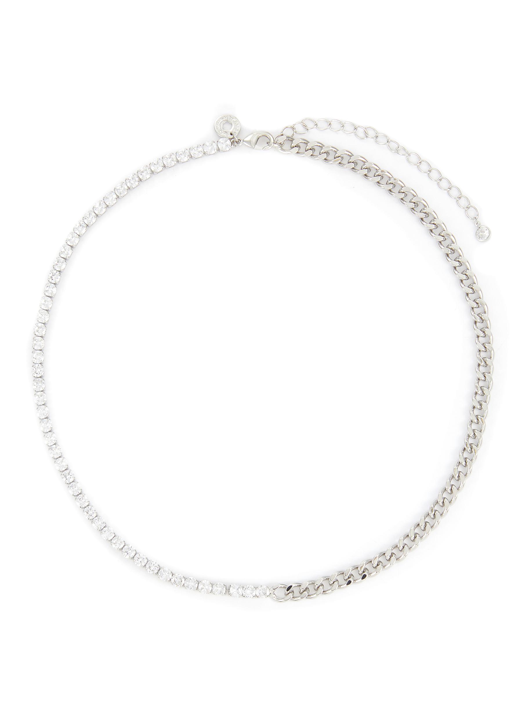 CZ BY KENNETH JAY LANE Silver Toned Metal Cubic Zirconia Curb Chain Necklace
