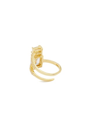 Detail View - Click To Enlarge - CZ BY KENNETH JAY LANE - Gold Toned Metal Emerald Cut Cubic Zirconia Coil Ring
