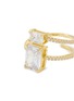 Detail View - Click To Enlarge - CZ BY KENNETH JAY LANE - Gold Toned Metal Emerald Cut Cubic Zirconia Coil Ring