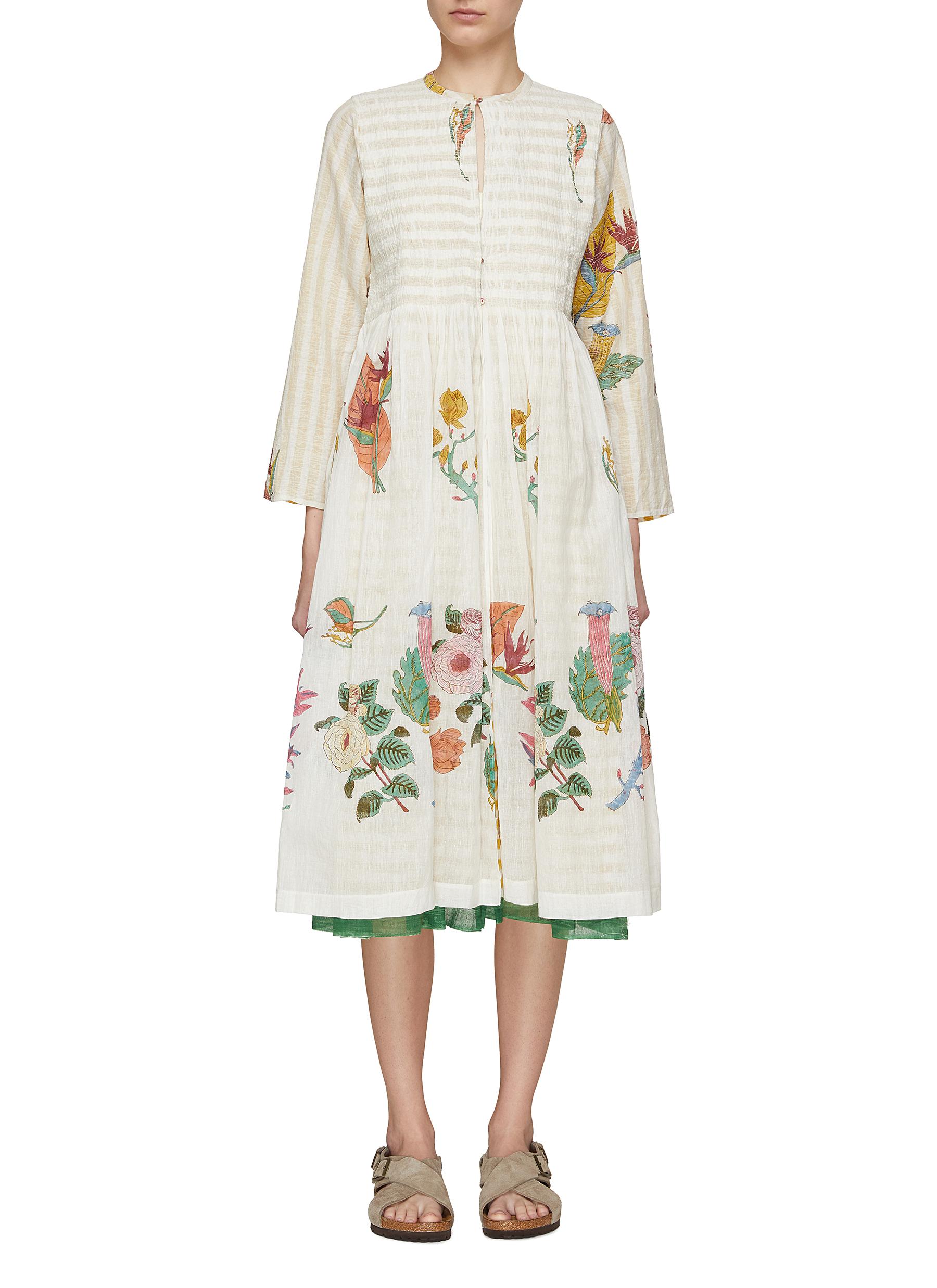 Injiri Double Layered Hand Block Printed Floral Dress In Multi-colour | ModeSens Injiri Double Layered Hand Block Printed Floral Dress In Multi-colour | ModeSens