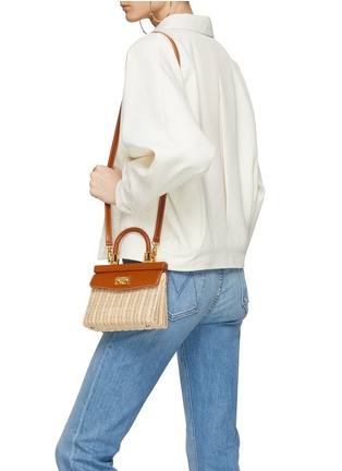 Front View - Click To Enlarge - RODO - Small ‘Paris’ Leather Wicker Shoulder Bag