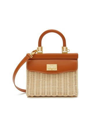 Main View - Click To Enlarge - RODO - Small ‘Paris’ Leather Wicker Shoulder Bag