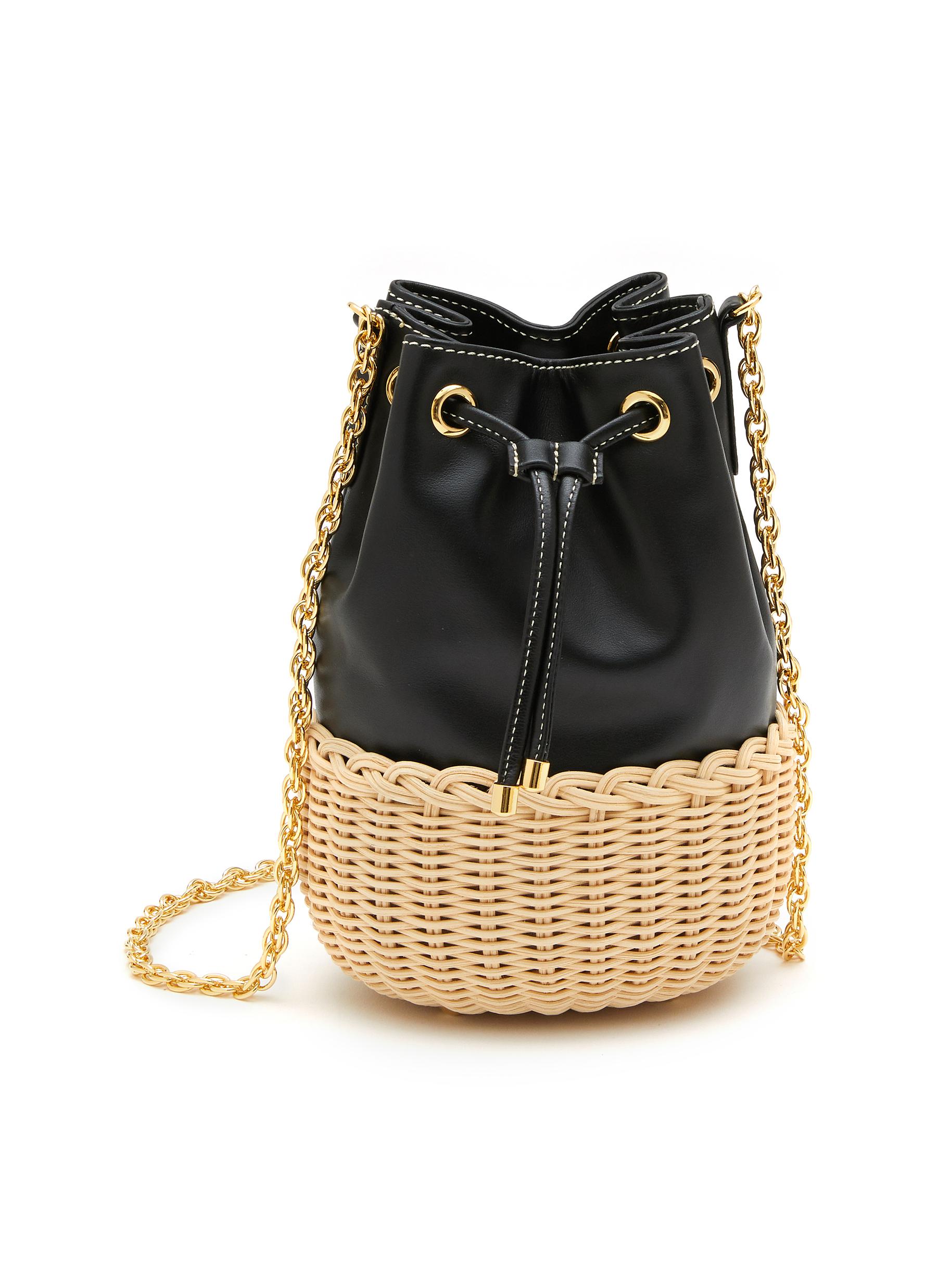 RODO SHOES, Wicker Base Leather Bucket Bag, Women