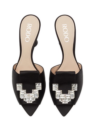 Detail View - Click To Enlarge - RODO - ‘Calia’ 80 Strass Embellished Satin Mules