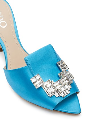 Detail View - Click To Enlarge - RODO - ‘Calia’ 80 Strass Embellished Satin Mules