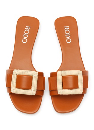 Detail View - Click To Enlarge - RODO - ‘Bonnie’ Wicker Buckle Leather Slides