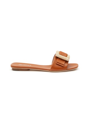 Main View - Click To Enlarge - RODO - ‘Bonnie’ Wicker Buckle Leather Slides