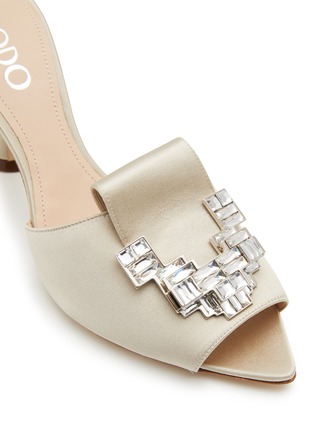 Detail View - Click To Enlarge - RODO - ‘Calia’ 80 Crystal Embellished Point Toe Satin Mules