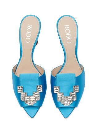 Detail View - Click To Enlarge - RODO - ‘Calia’ 80 Strass Embellished Satin Mules