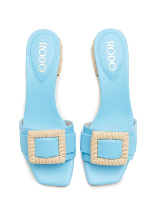 Detail View - Click To Enlarge - RODO - ‘Bonnie’ 55 Wicker Buckle Leather Slides