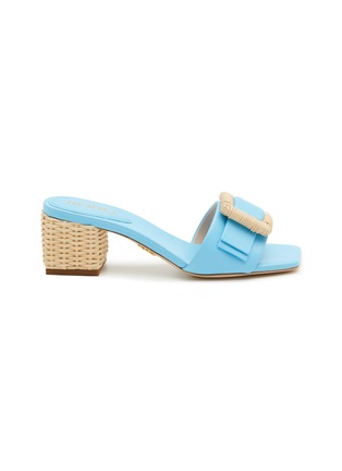 Main View - Click To Enlarge - RODO - ‘Bonnie’ 55 Wicker Buckle Leather Slides