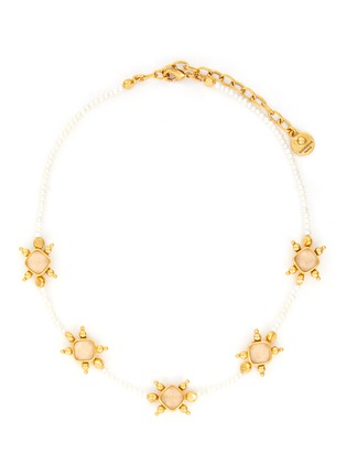 Main View - Click To Enlarge - GOOSSENS - Venise Pearl Crystal Gold Plated Short Necklace