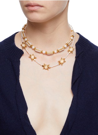Figure View - Click To Enlarge - GOOSSENS - Venise Pearl Crystal Gold Plated Short Necklace