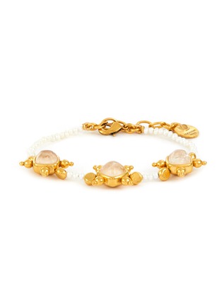 Main View - Click To Enlarge - GOOSSENS - Venise Pearl Crystal Gold Plated Thin Bracelet