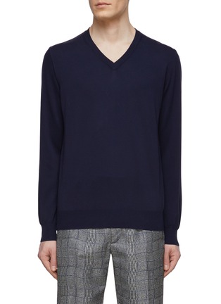 Main View - Click To Enlarge - CANALI - Ribbed Knit V Neck Sweater
