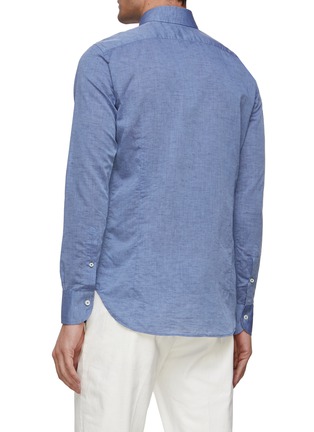 Back View - Click To Enlarge - CANALI - Wide Collar Cotton Linen Blend Shirt