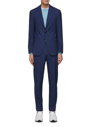 Main View - Click To Enlarge - CANALI - Striped Wool Single Breasted Blazer Slim Pants Suit