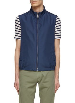 Main View - Click To Enlarge - CANALI - Reversible Water Repellent High Neck Zip Up Vest