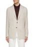 Main View - Click To Enlarge - CANALI - Patch Pocket Houndstooth Linen Blend Single Breasted Blazer